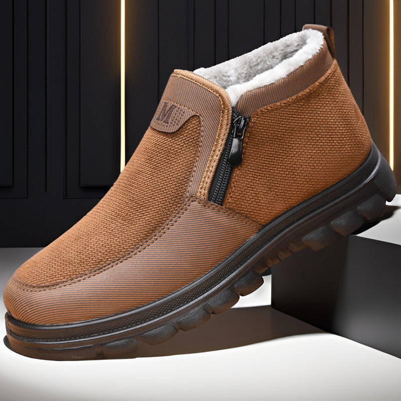 Men’s Zipper Warm Cotton Dad Shoes Thick Sole