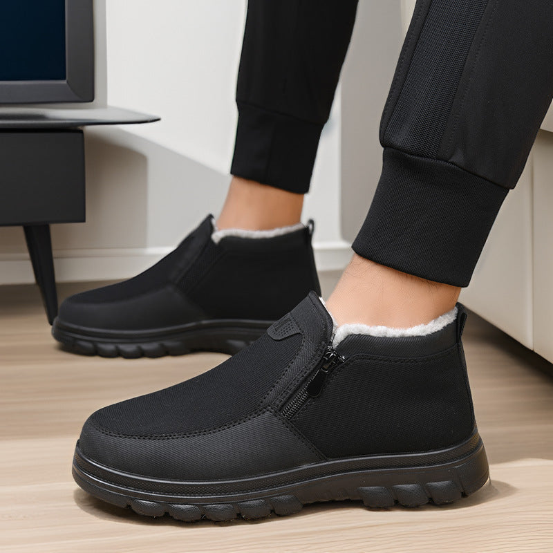 Men’s Zipper Warm Cotton Dad Shoes Thick Sole