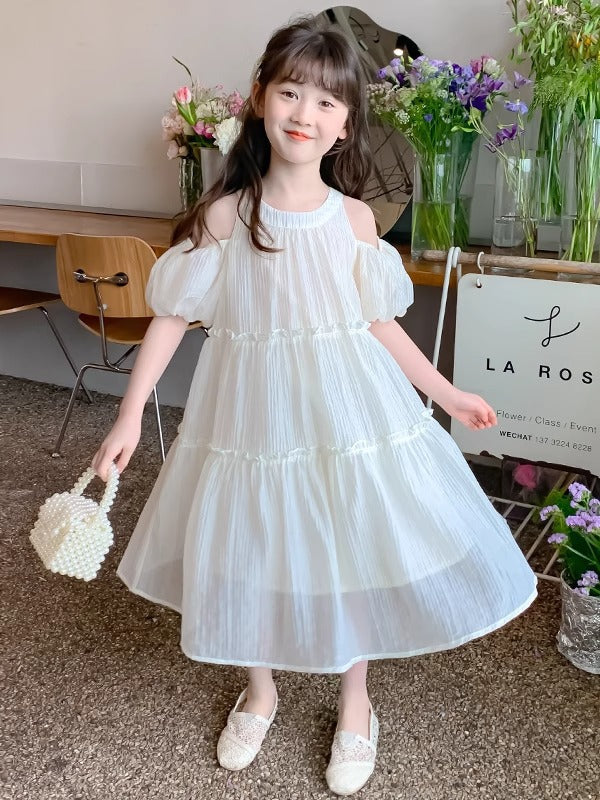 2026 Girls Chiffon Princess Summer Beach Dress