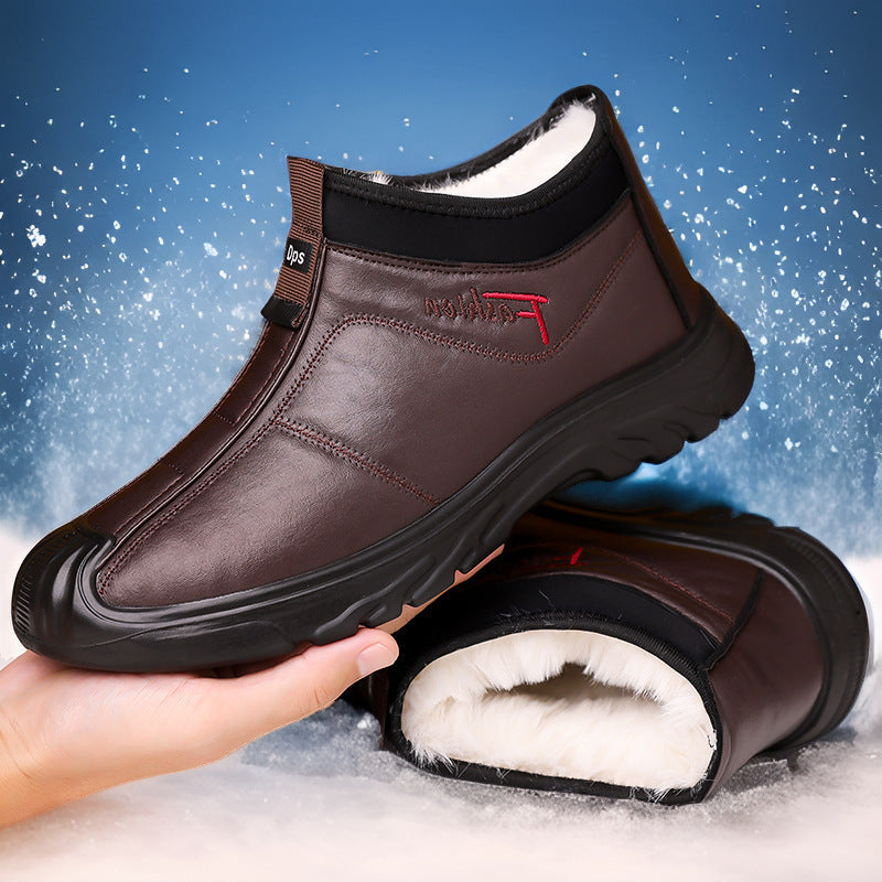 Men’s Waterproof Leather Cotton Winter Shoes