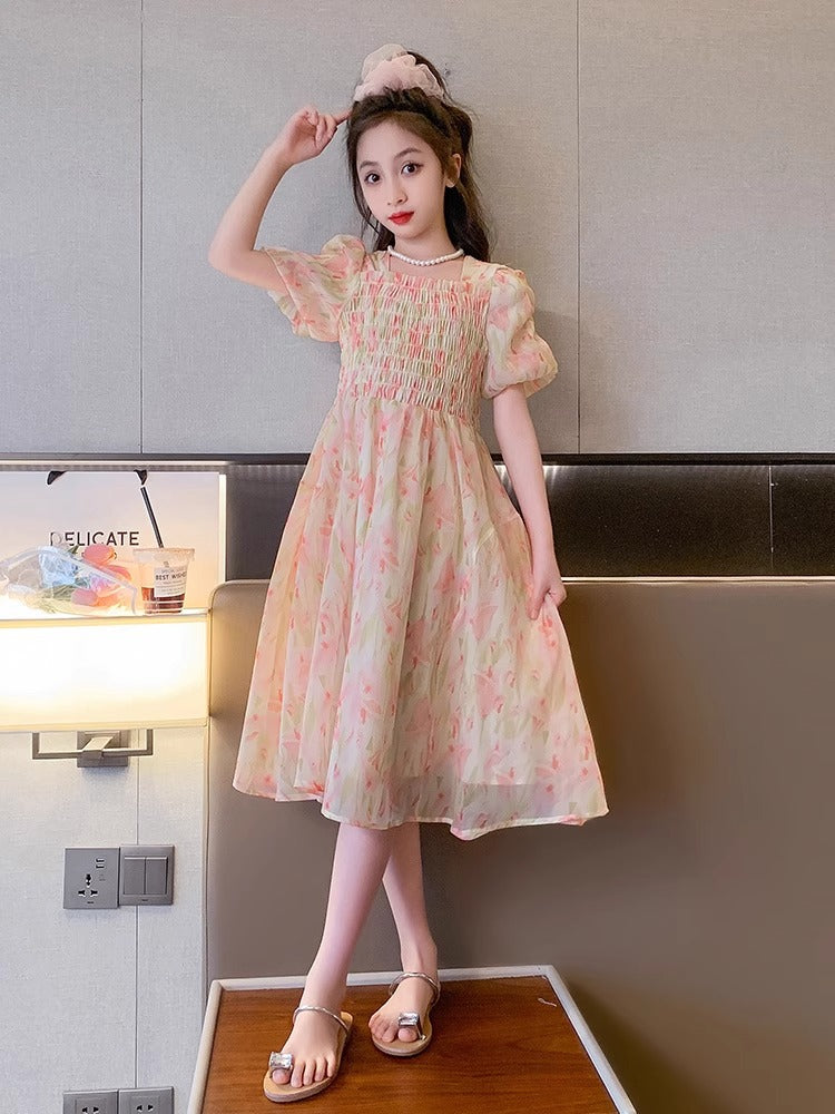 2026 Girls Floral Breathable Summer Princess Dress
