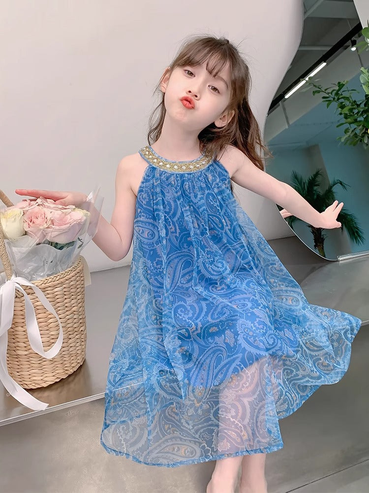 2026 Girls Gauze Suspender Princess Summer Dress