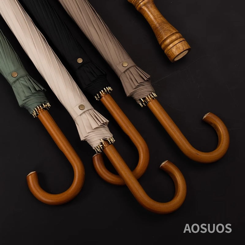 Wooden Handle Windproof Long Umbrella