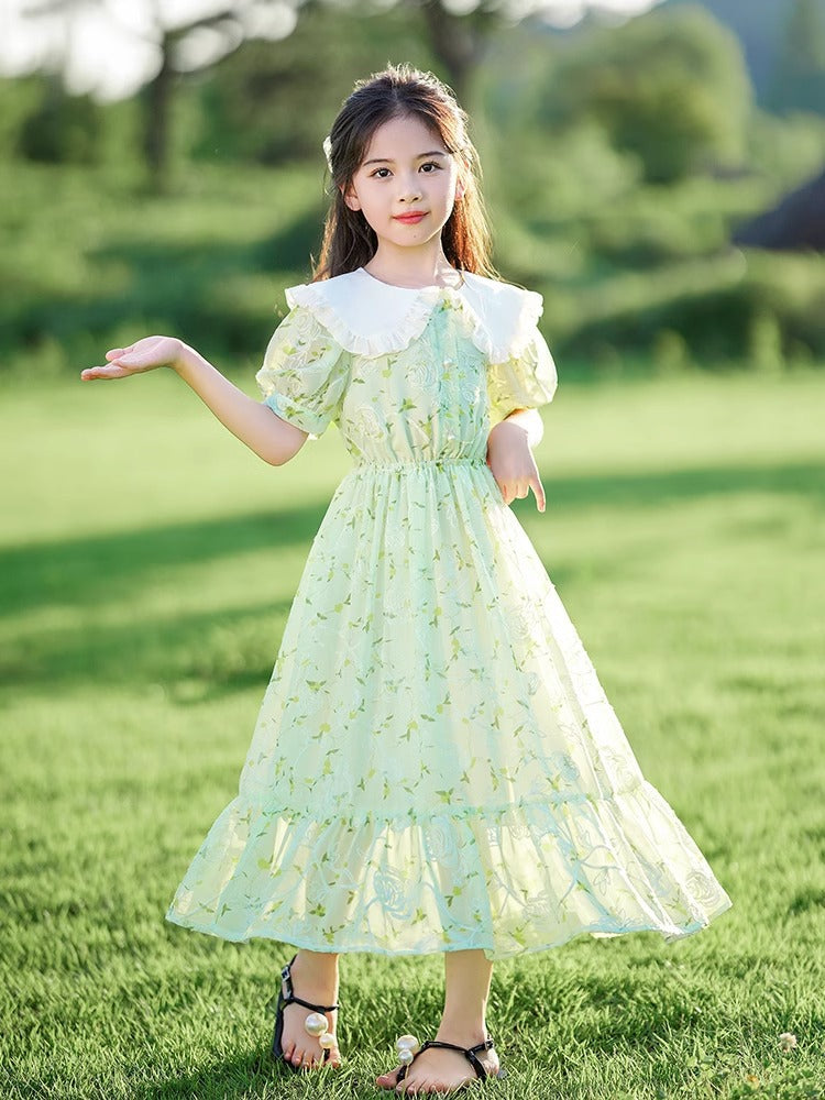 2026 Girls Floral Princess Summer Skirt Dress