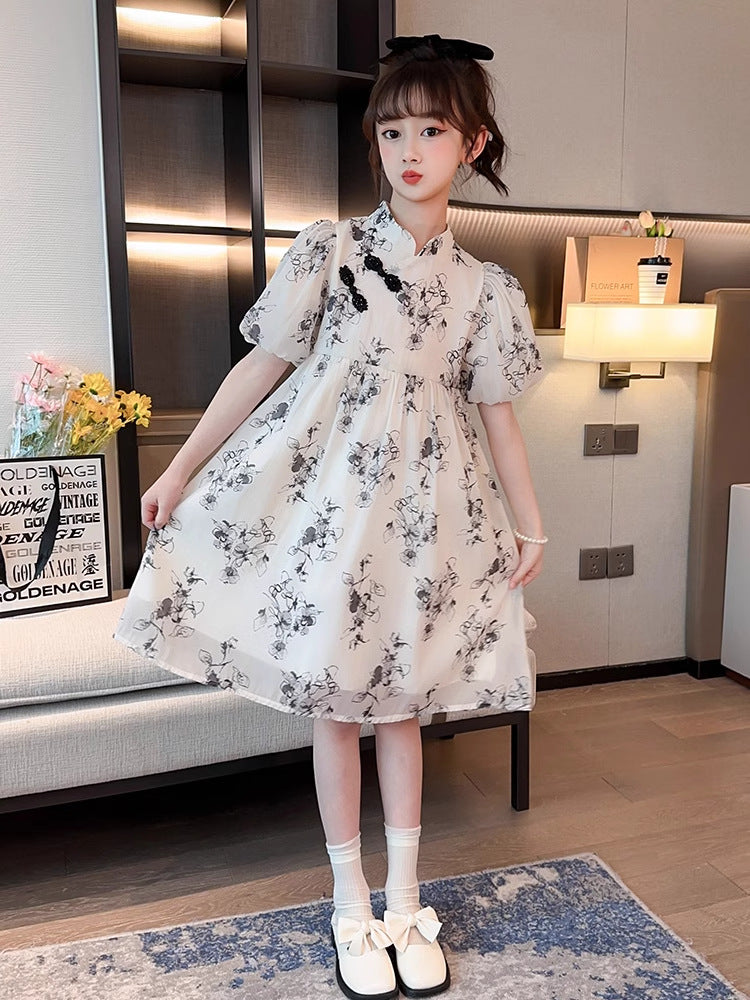 2026 Girls Ink-Style Cheongsam Summer Dress