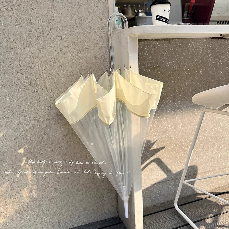 Transparent Curved Handle Rain Umbrella