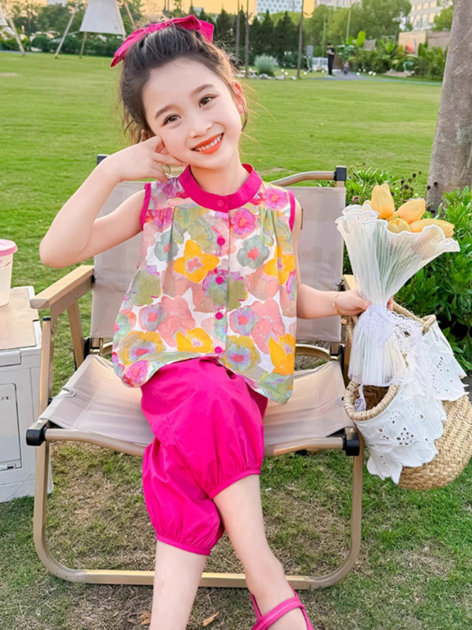 2026 Girls Sleeveless Vest & Leggings Summer Set