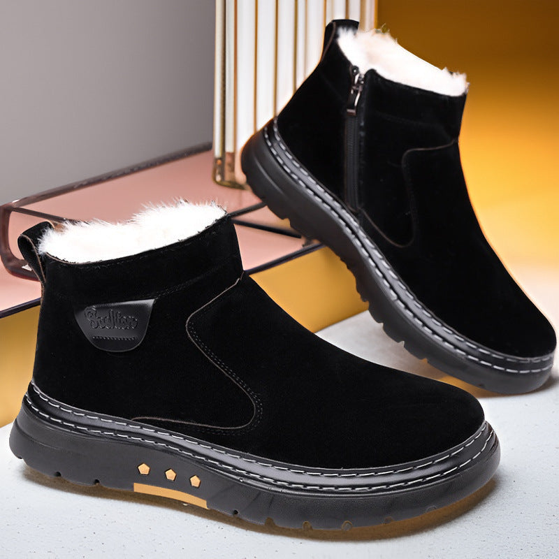 Men’s Wool Warm Hand-Stitched Cotton Shoes