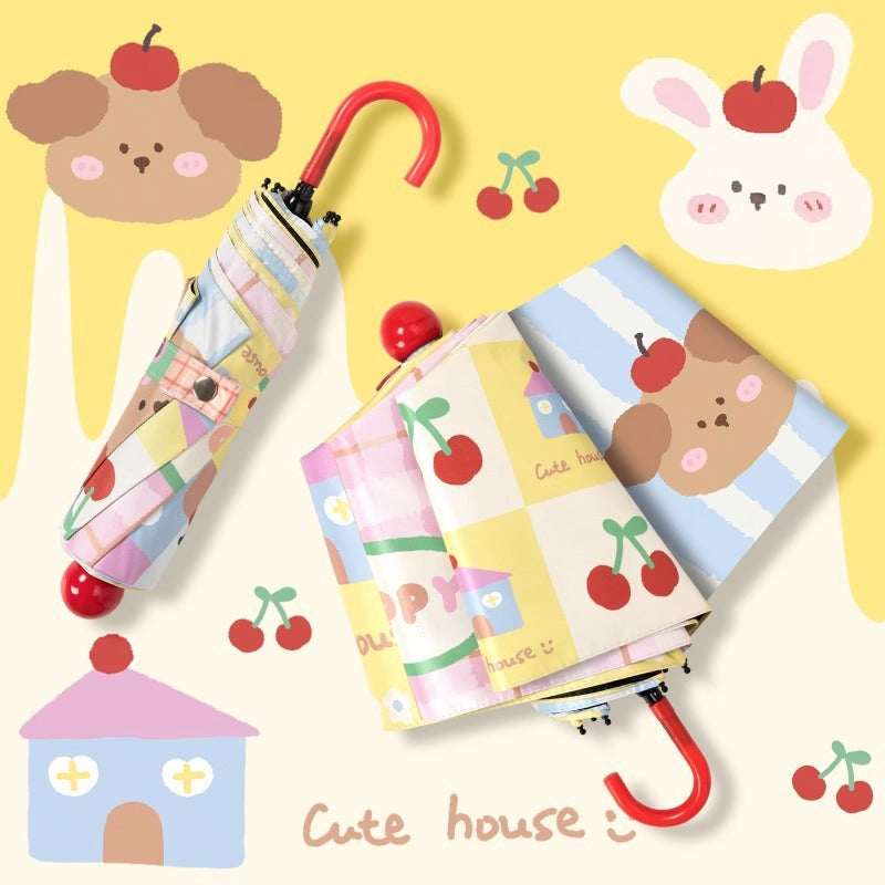 Cartoon Puppy Mini UV Rain Umbrella