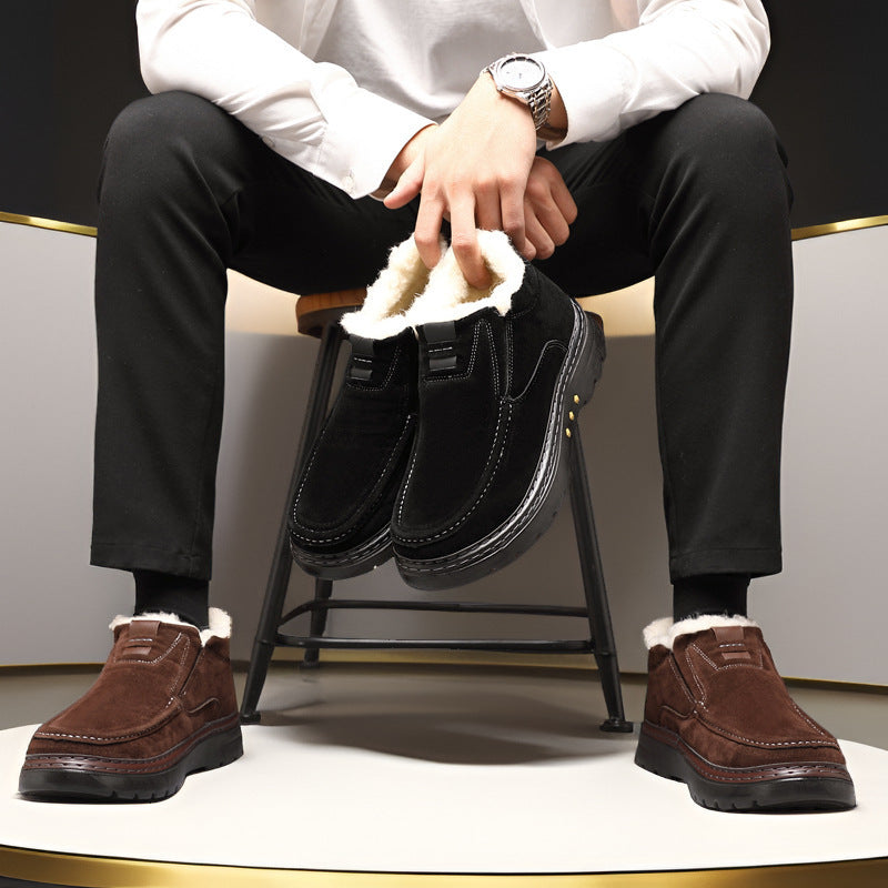 Men’s Hand-Stitched Warm Cotton Shoes Plus Size