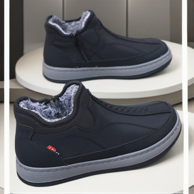 Men’s Zipper Warm Cotton Winter Shoes Thick Sole