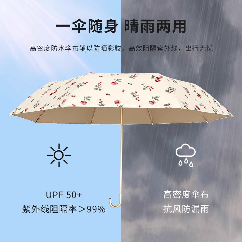 Retro Gold Hook UV Folding Umbrella