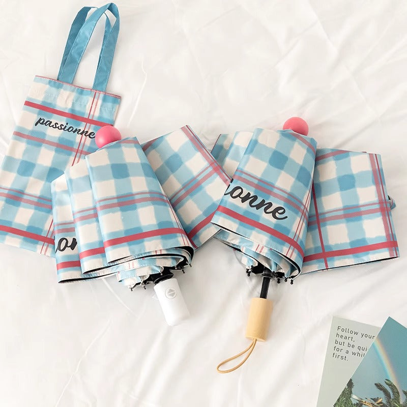 Automatic Plaid UV Sun Rain Umbrella