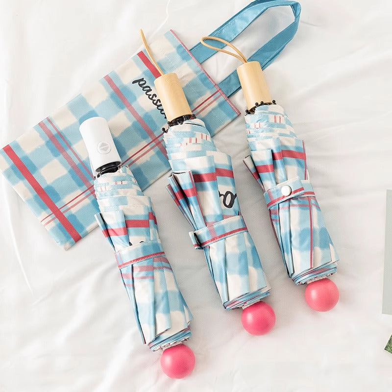 Automatic Plaid UV Sun Rain Umbrella