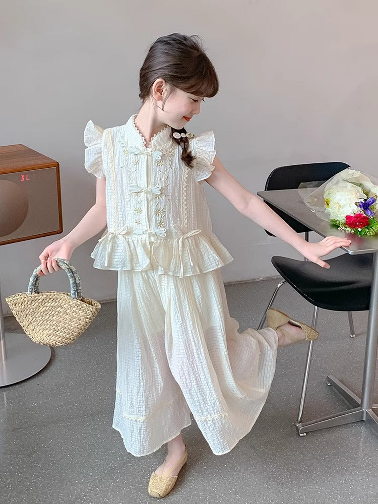 2026 Girls Chinese-Style Summer Two-Piece Set