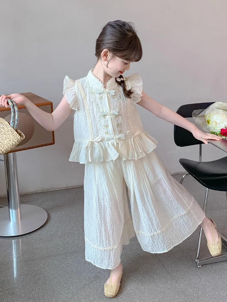 2026 Girls Chinese-Style Summer Two-Piece Set