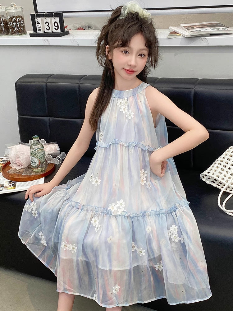 2026 Girls Chiffon Beach Princess Summer Skirt