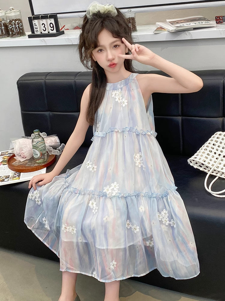 2026 Girls Chiffon Beach Princess Summer Skirt
