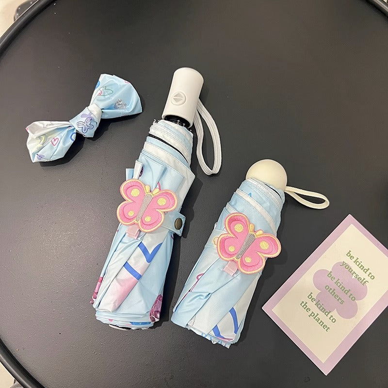 Butterfly Print Automatic UV Rain Umbrella