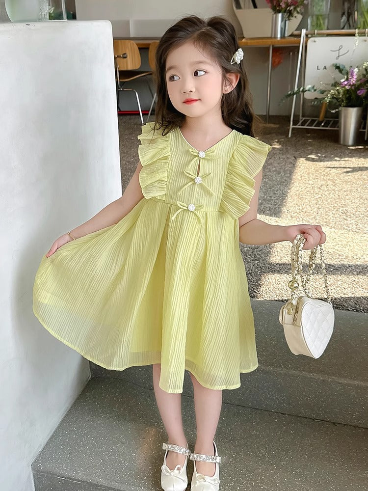 2026 Girls Solid Color Sleeveless Princess Skirt