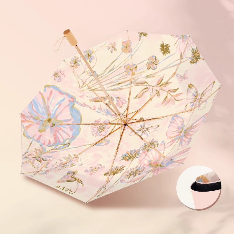 Double Layer UV Protection Gold Rod Umbrella