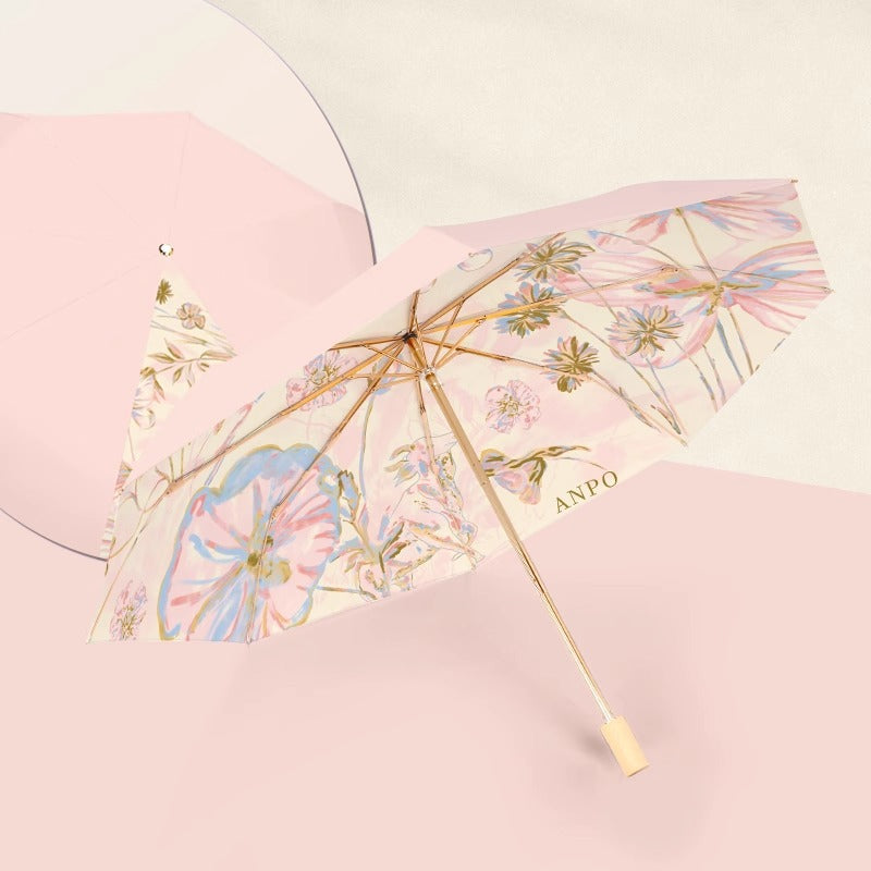 Double Layer UV Protection Gold Rod Umbrella