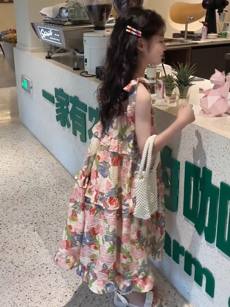2026 Girls Korean-Style Cotton Sling Princess Dress