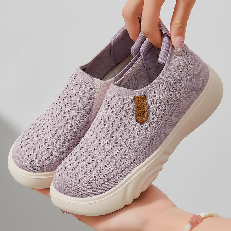 STOCK-Fly Knit Breathable Non Stinky Casual Sneakers