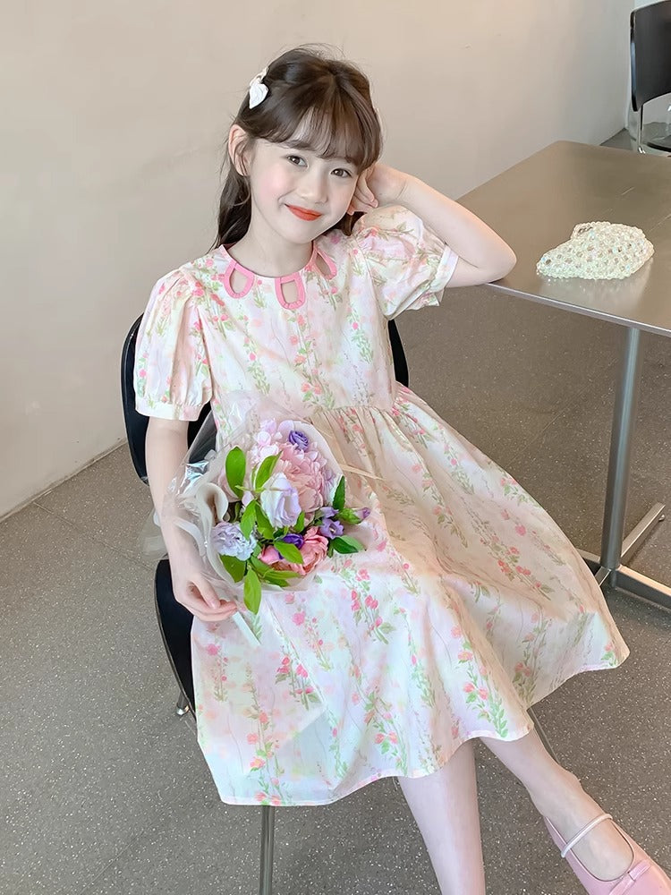 2026 Girls Hollow Floral Summer Princess Skirt