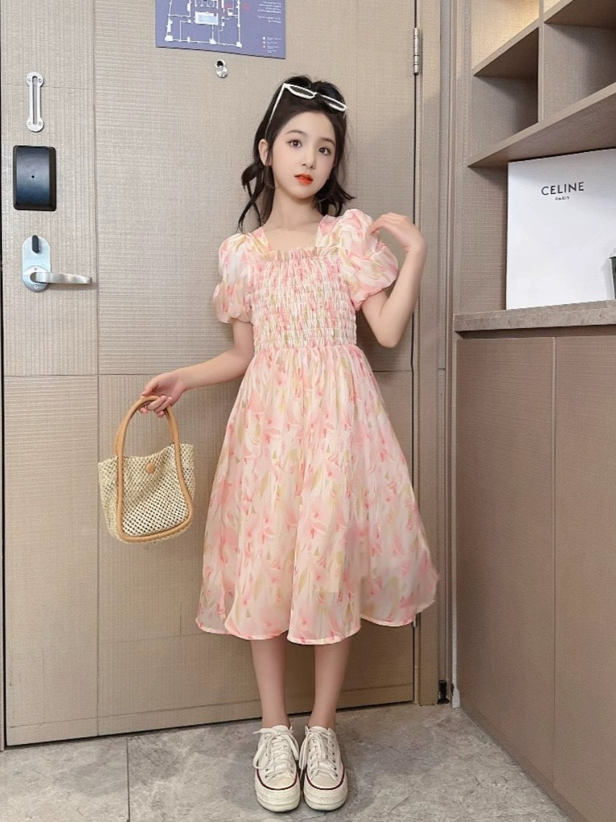 2026 Girls Korean-Style Chiffon Summer Princess Dress