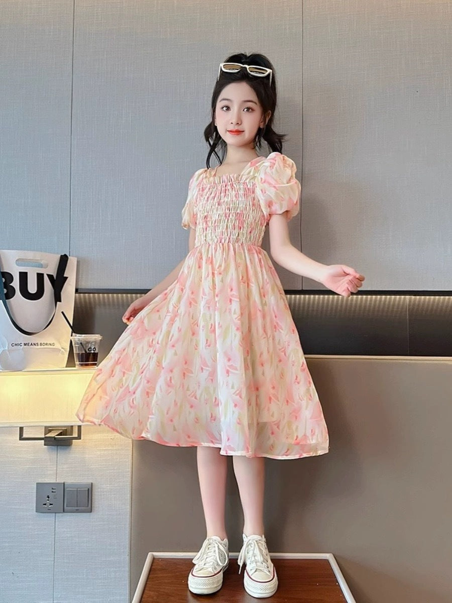 2026 Girls Korean-Style Chiffon Summer Princess Dress