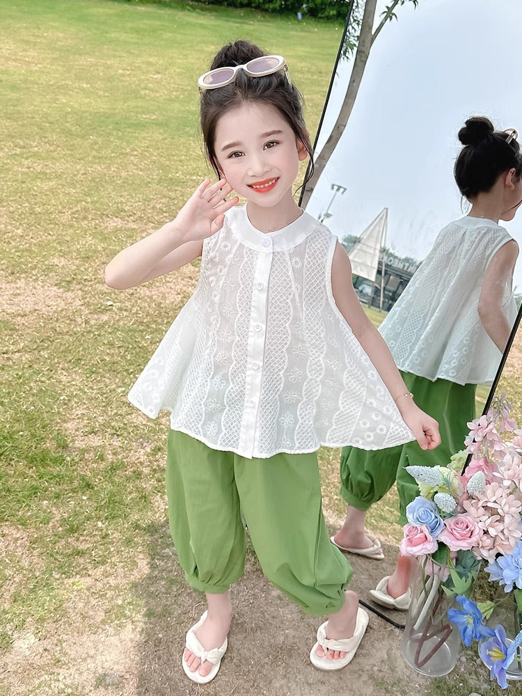 2026 Girls Korean-Style Summer Two-Piece Vest Set