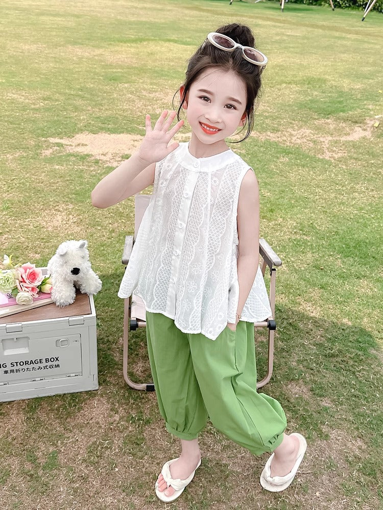 2026 Girls Korean-Style Summer Two-Piece Vest Set