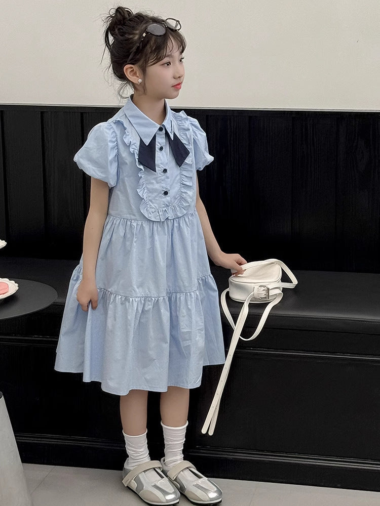 2026 Girls College Style Short Sleeve Princess Dress