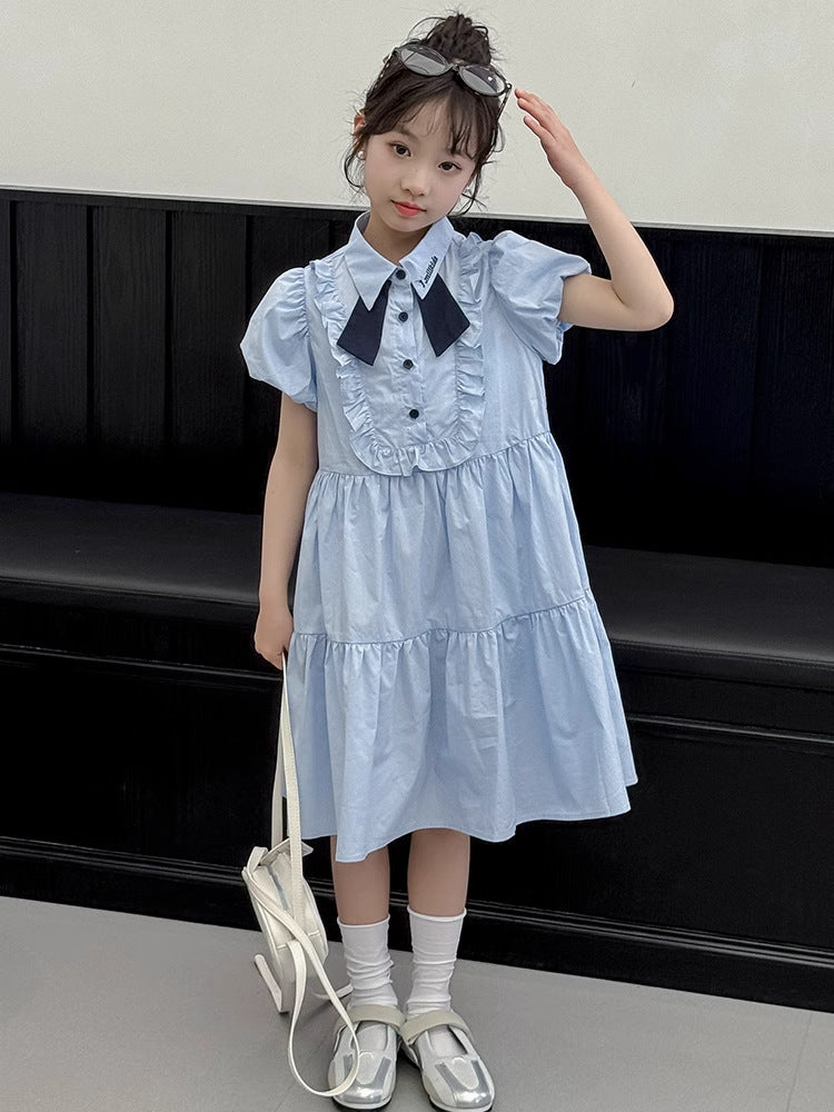 2026 Girls College Style Short Sleeve Princess Dress