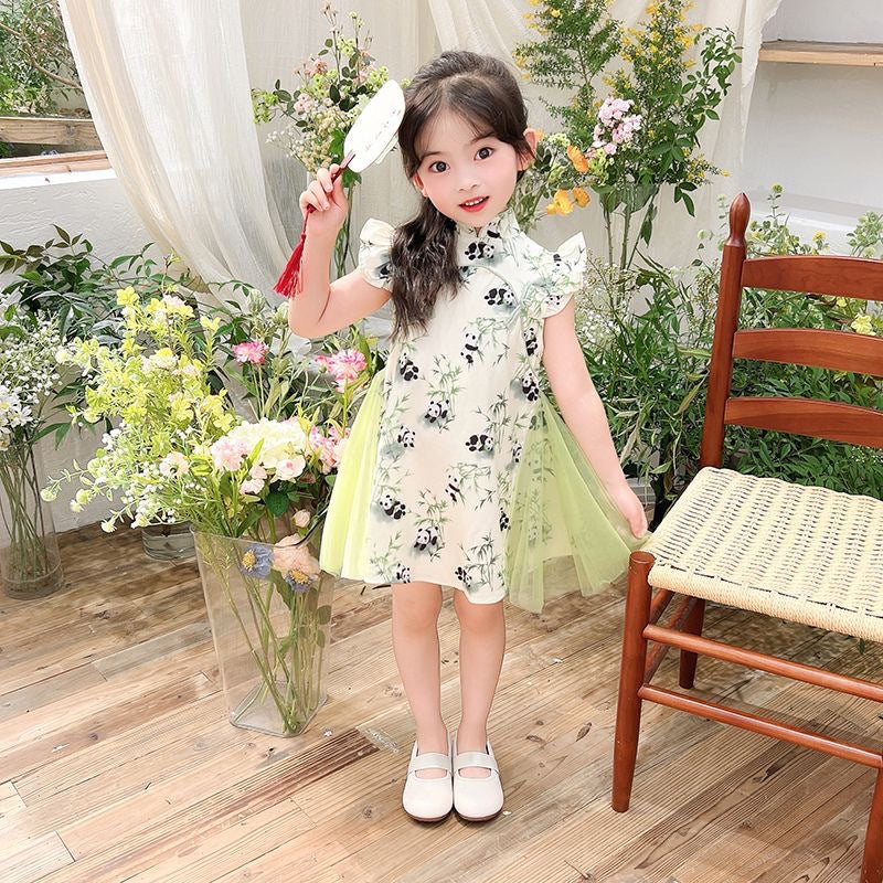 Girls Hanfu Dress Summer Cheongsam Style Dress