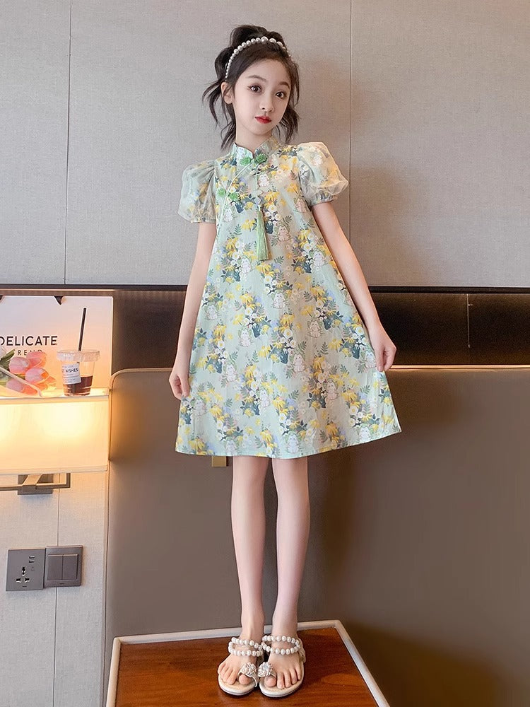Girls Cheongsam Hanfu Summer Princess Dress