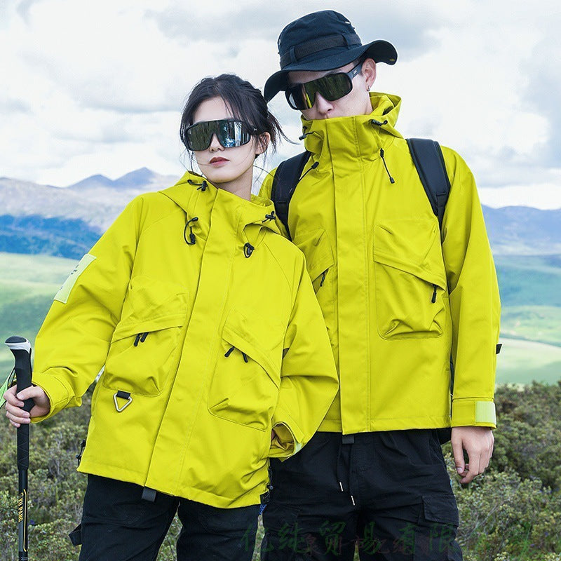 Couple Fluorescent Mountaineering Hooded Jacket