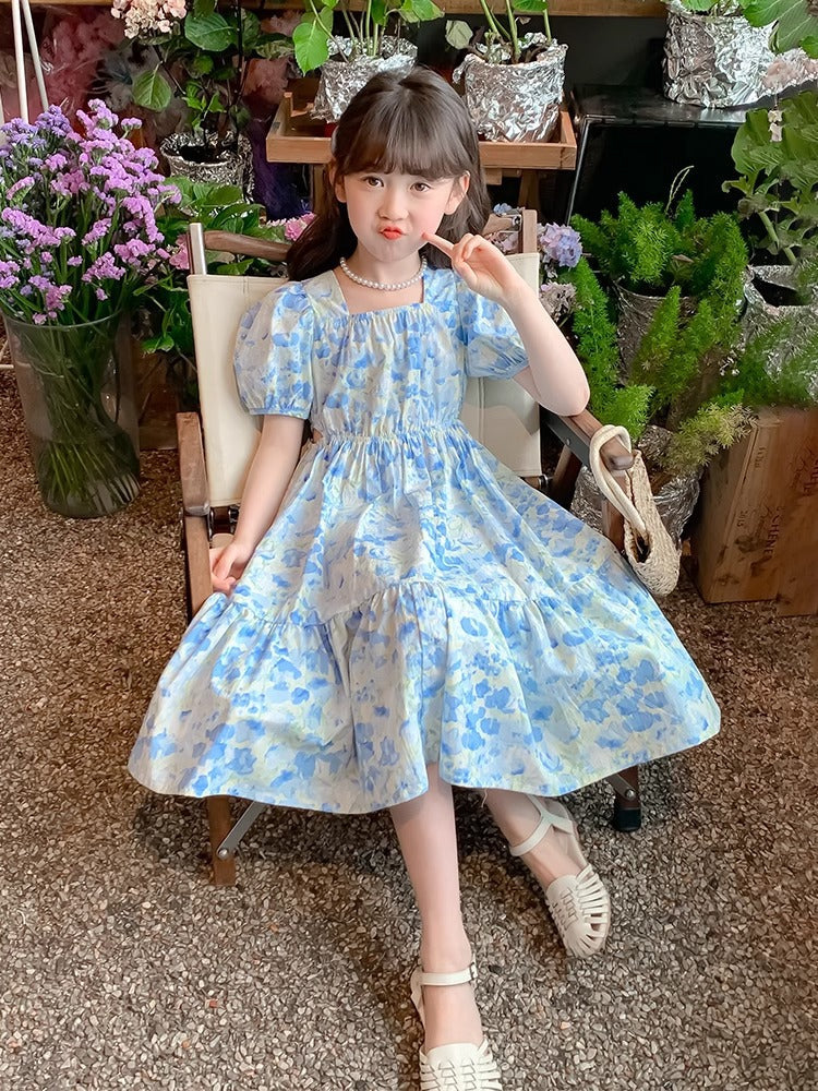 Girls Korean Floral Princess Dress 2026 Summer