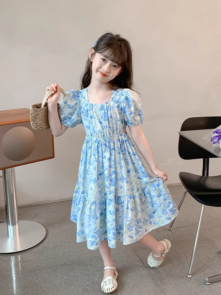 Girls Korean Floral Princess Dress 2026 Summer