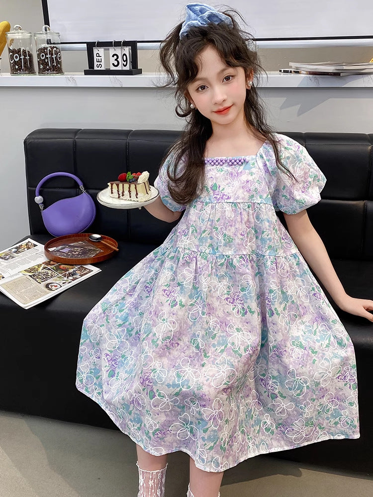 Girls Puff Sleeve Princess Dress 2026 Summer