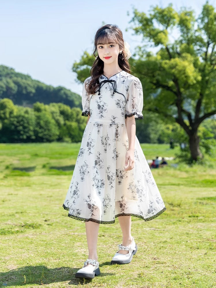 Girls Hanfu Princess Dress 2026 Summer Ink Style