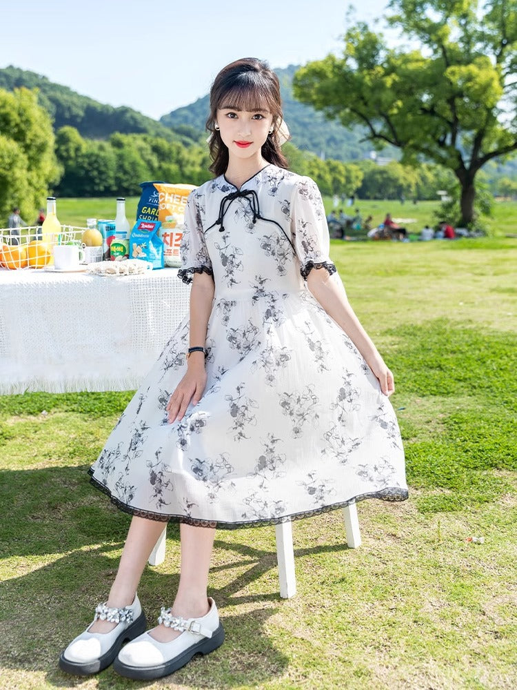 Girls Hanfu Princess Dress 2026 Summer Ink Style