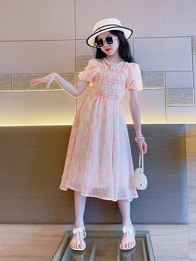 Girls Floral Princess Dress 2026 Summer High-End