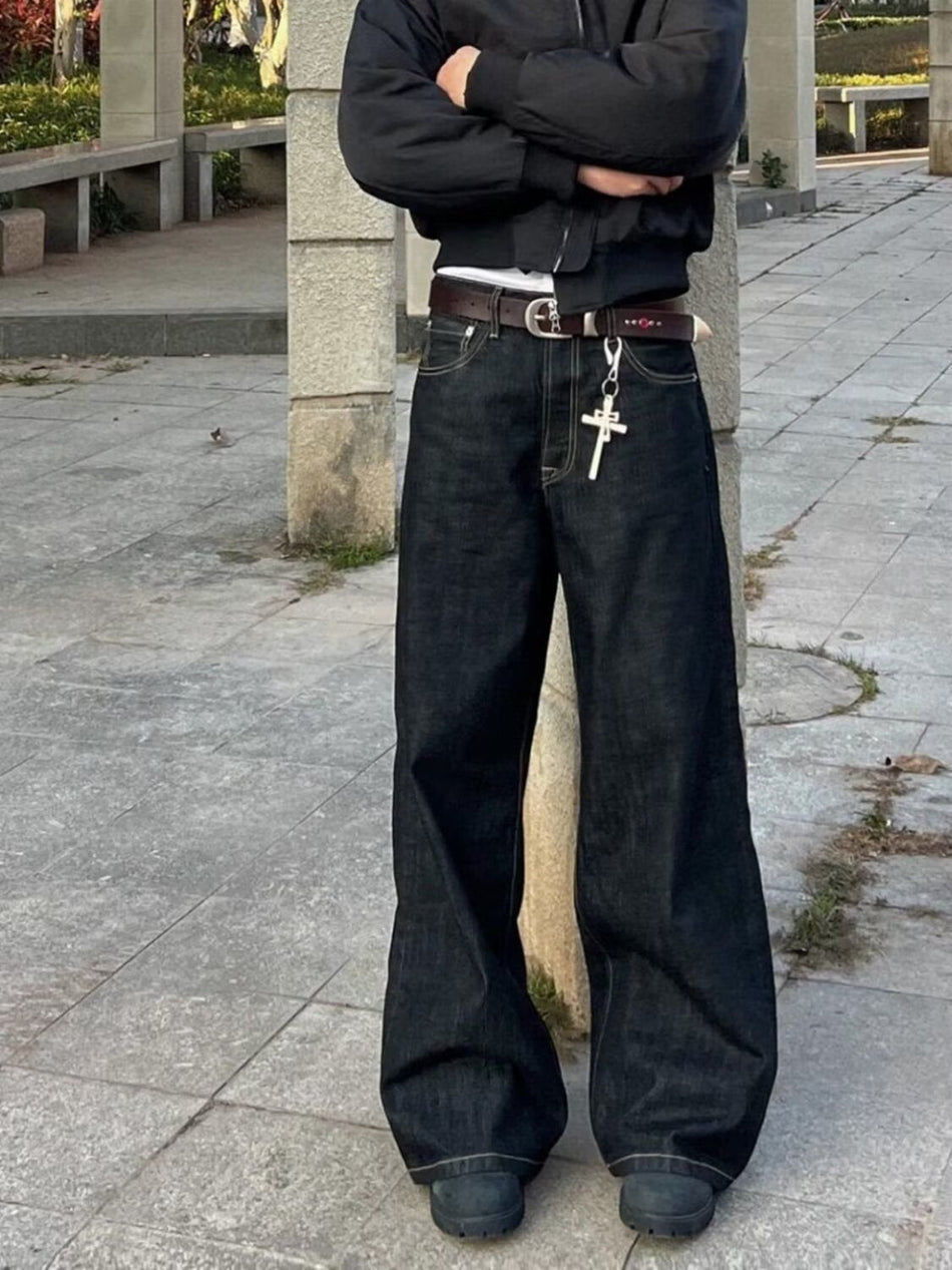 Retro Black Wide-Leg Jeans – Cleanfit Style
