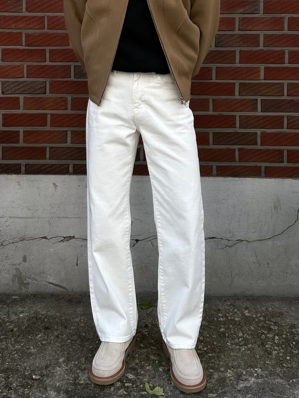 White & Black Wide-Leg Jeans – Unisex Style