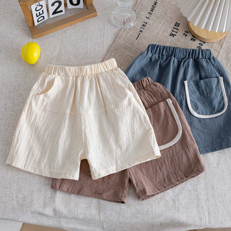 Kids Cotton-Linen Shorts 2026 Summer Korean Style
