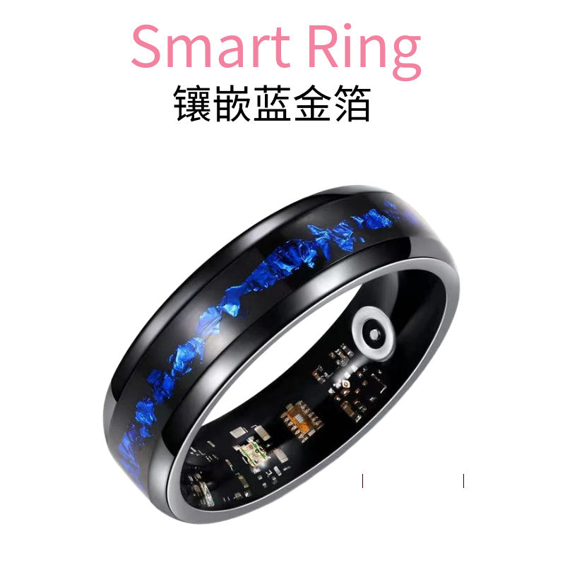 Blue Gold Foil Smart Ring: Luxury Design & Health Tracker
