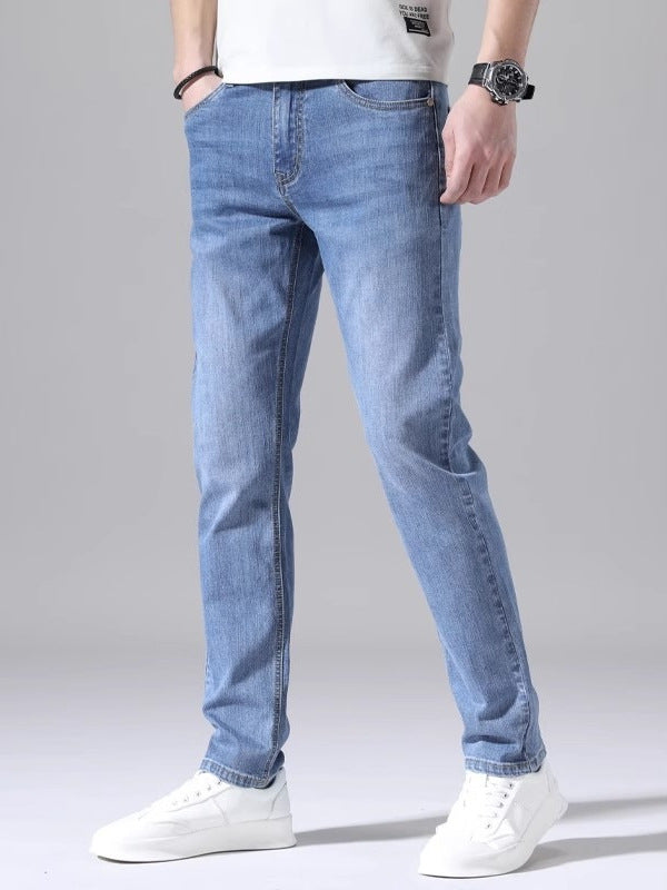 Korean Slim Fit Jeans – Elastic Straight Style