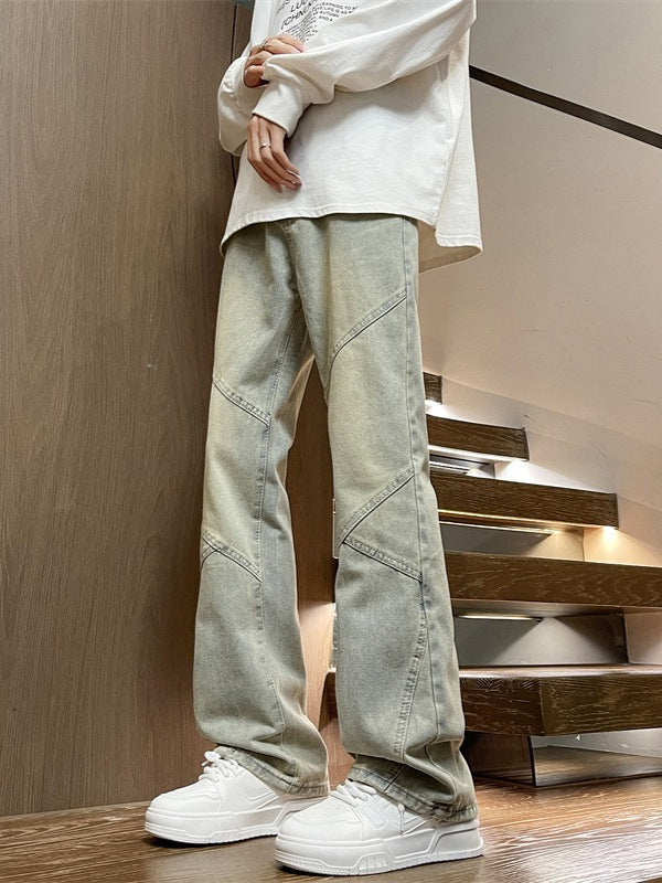 Retro Stitching Straight Jeans – Slim Casual Fit